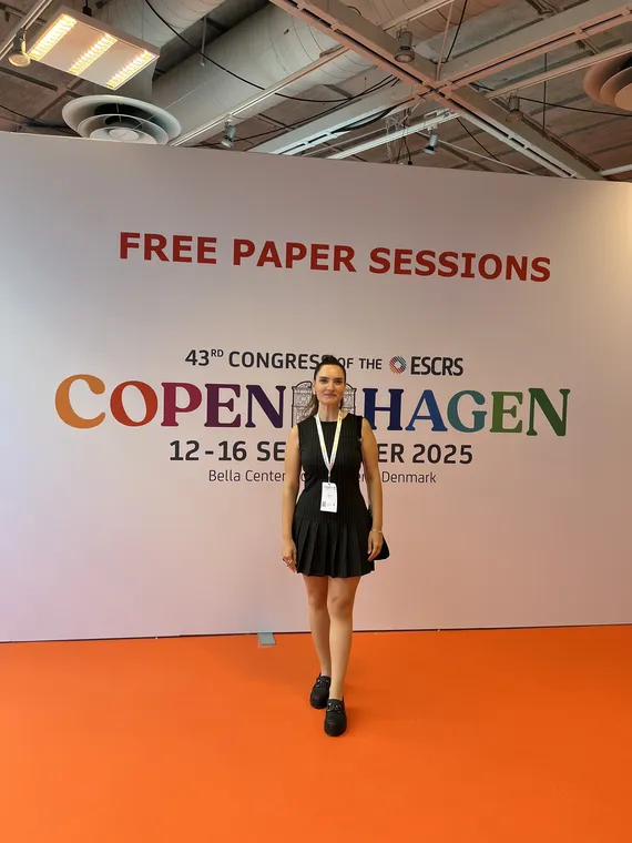Ece Doğruel at the ESCRS 2025 free paper sessions, Copenhagen